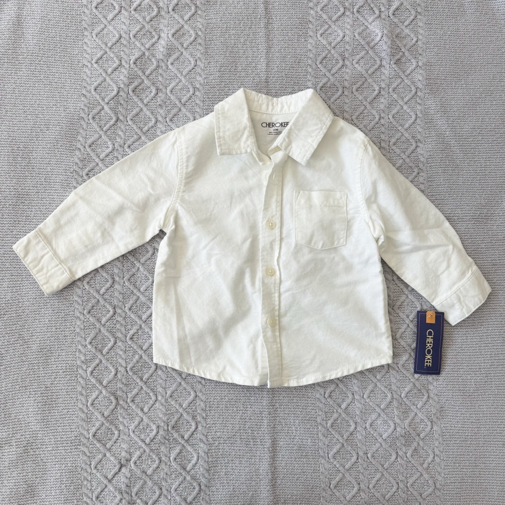 White Long-Sleeve Button-Down Baby Shirt NWT